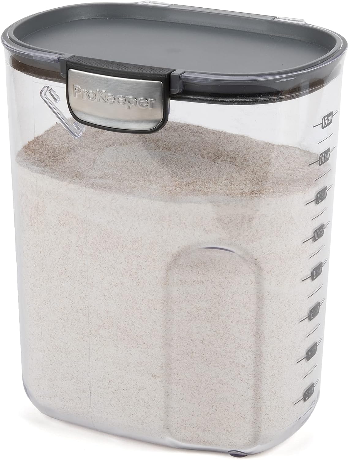 ProKeeper+ Clear Plastic Airtight Food Baker's Kitchen Storage Organization Container Canister Set with Magnetic Accessories (Flour 4-Quart)