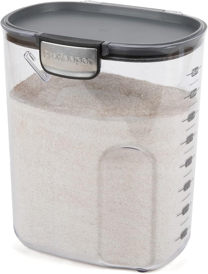 ProKeeper+ Clear Plastic Airtight Food Baker's Kitchen Storage Organization Container Canister Set with Magnetic Accessories (Flour 4-Quart)