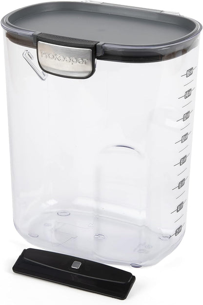 ProKeeper+ Clear Plastic Airtight Food Baker's Kitchen Storage Organization Container Canister Set with Magnetic Accessories (Flour 4-Quart)