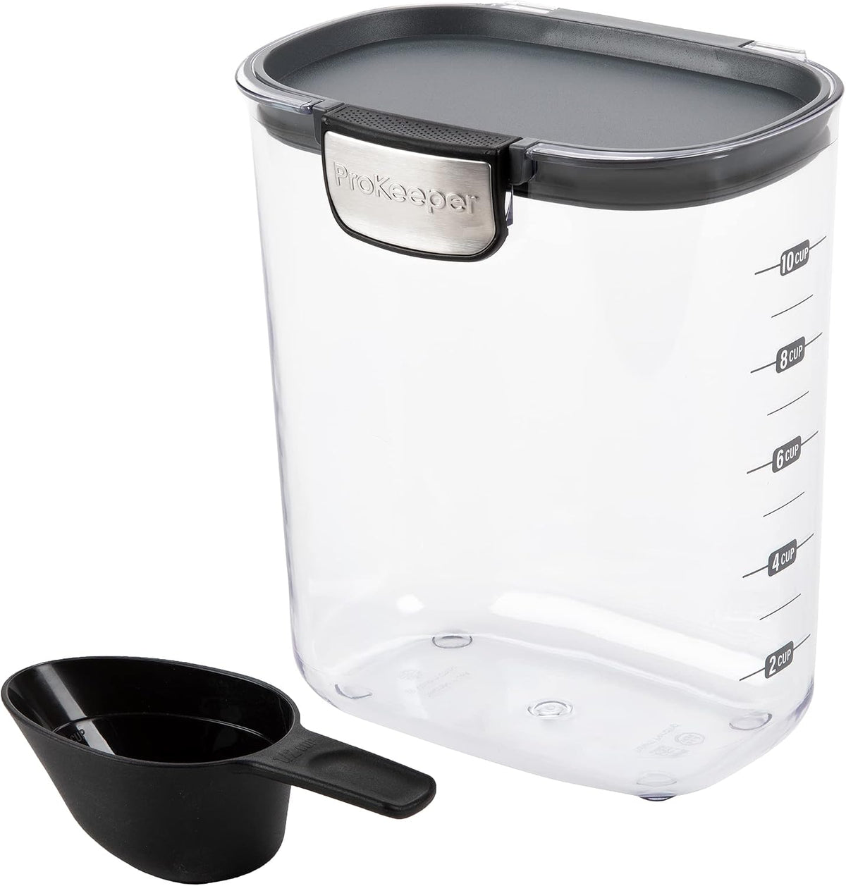 ProKeeper+ Clear Plastic Airtight Food Baker's Kitchen Storage Organization Container Canister Set with Magnetic Accessories (Flour 4-Quart)