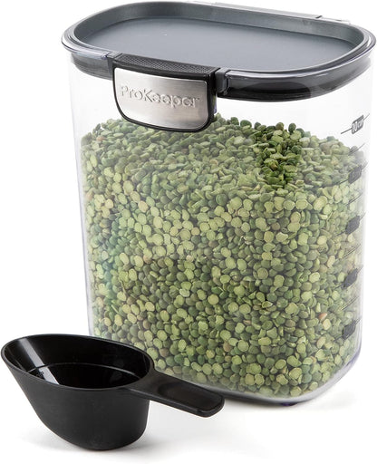 ProKeeper+ Clear Plastic Airtight Food Baker's Kitchen Storage Organization Container Canister Set with Magnetic Accessories (Flour 4-Quart)