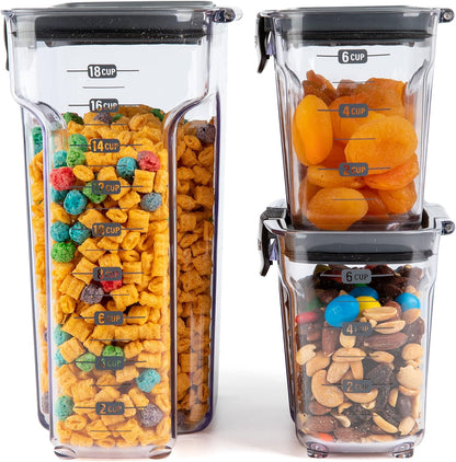 ProKeeper+ Clear Plastic Airtight Food Baker's Kitchen Storage Organization Container Canister Set with Magnetic Accessories (Flour 4-Quart)