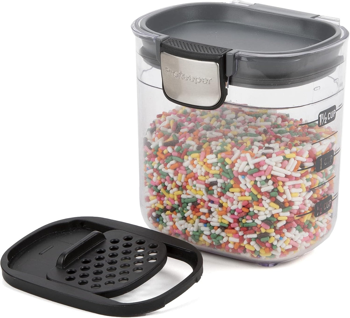 ProKeeper+ Clear Plastic Airtight Food Baker's Kitchen Storage Organization Container Canister Set with Magnetic Accessories (Flour 4-Quart)