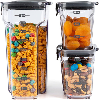 ProKeeper+ Clear Plastic Airtight Food Baker's Kitchen Storage Organization Container Canister Set with Magnetic Accessories (Flour 4-Quart)
