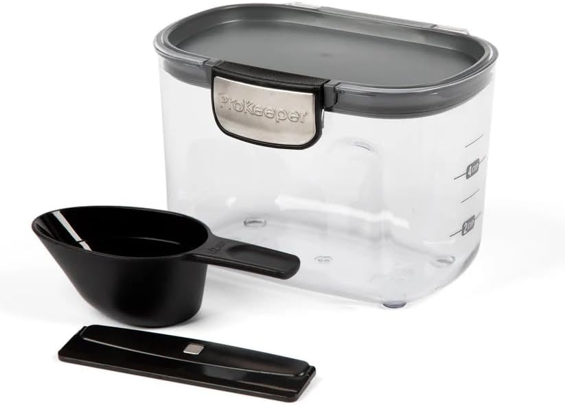 ProKeeper+ Clear Plastic Airtight Food Baker's Kitchen Storage Organization Container Canister Set with Magnetic Accessories (Flour 4-Quart)