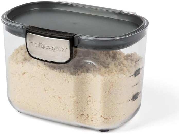 ProKeeper+ Clear Plastic Airtight Food Baker's Kitchen Storage Organization Container Canister Set with Magnetic Accessories (Flour 4-Quart)