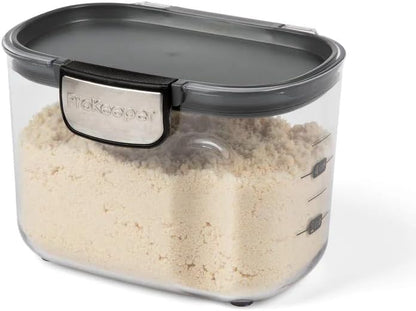 ProKeeper+ Clear Plastic Airtight Food Baker's Kitchen Storage Organization Container Canister Set with Magnetic Accessories (Flour 4-Quart)