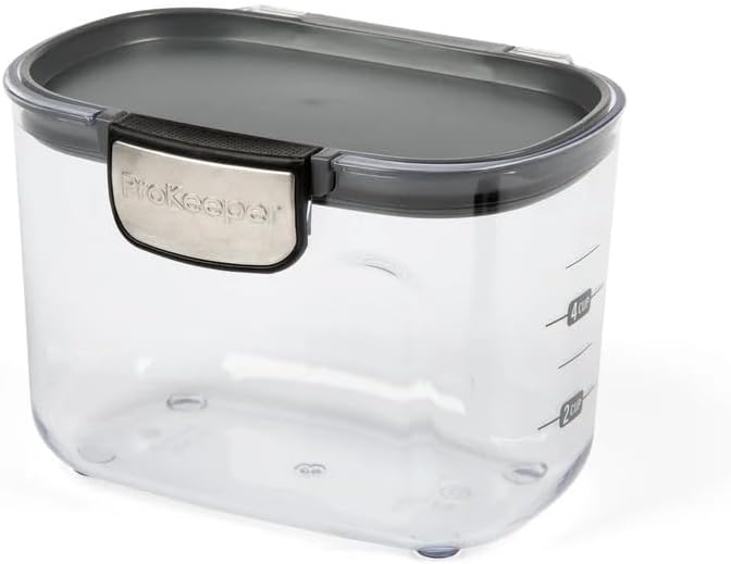 ProKeeper+ Clear Plastic Airtight Food Baker's Kitchen Storage Organization Container Canister Set with Magnetic Accessories (Flour 4-Quart)