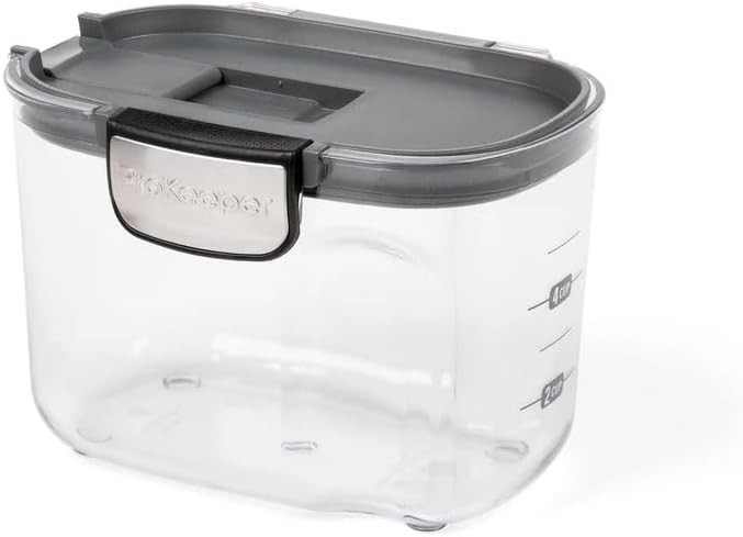 ProKeeper+ Clear Plastic Airtight Food Baker's Kitchen Storage Organization Container Canister Set with Magnetic Accessories (Flour 4-Quart)