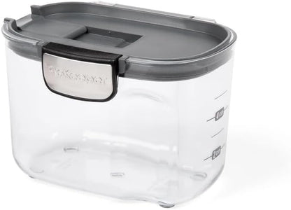 ProKeeper+ Clear Plastic Airtight Food Baker's Kitchen Storage Organization Container Canister Set with Magnetic Accessories (Flour 4-Quart)