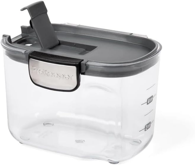 ProKeeper+ Clear Plastic Airtight Food Baker's Kitchen Storage Organization Container Canister Set with Magnetic Accessories (Flour 4-Quart)