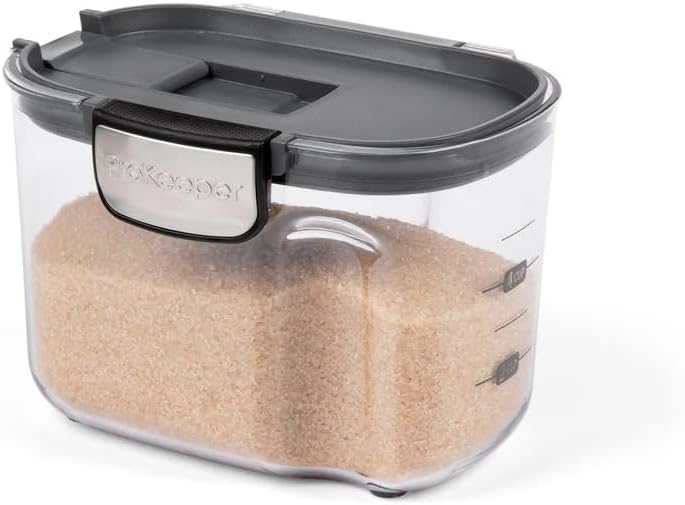 ProKeeper+ Clear Plastic Airtight Food Baker's Kitchen Storage Organization Container Canister Set with Magnetic Accessories (Flour 4-Quart)