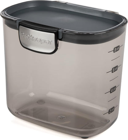 ProKeeper+ Clear Plastic Airtight Food Baker's Kitchen Storage Organization Container Canister Set with Magnetic Accessories (Flour 4-Quart)