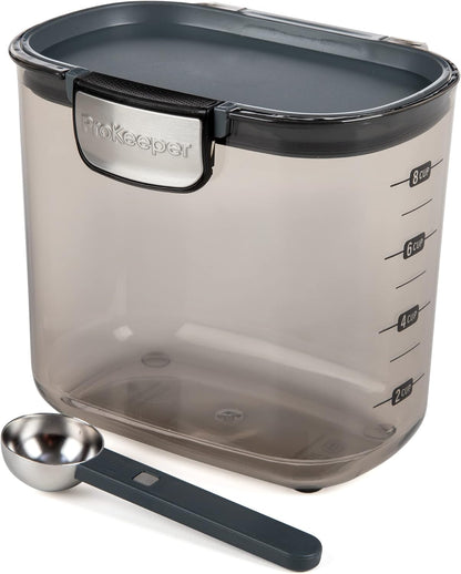 ProKeeper+ Clear Plastic Airtight Food Baker's Kitchen Storage Organization Container Canister Set with Magnetic Accessories (Flour 4-Quart)