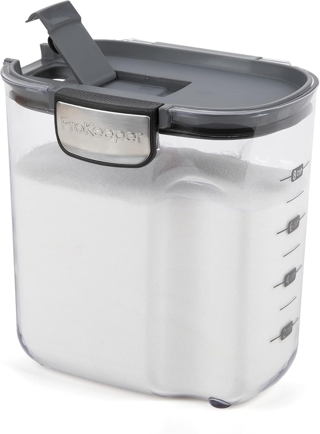 ProKeeper+ Clear Plastic Airtight Food Baker's Kitchen Storage Organization Container Canister Set with Magnetic Accessories (Flour 4-Quart)