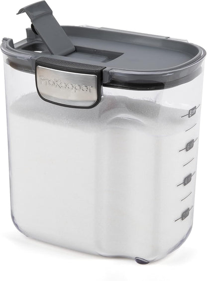 ProKeeper+ Clear Plastic Airtight Food Baker's Kitchen Storage Organization Container Canister Set with Magnetic Accessories (Flour 4-Quart)