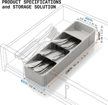 Silverware Organizer for Drawer - Utensil Drawer Organizer Compact Utensil Organizer Silverware Tray Cutlery Organizer Spoon Drawer Kitchen for Kitchen, Office, Bathroom, Living room
