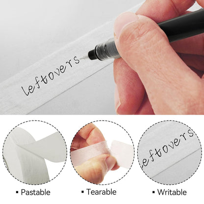 164 Yards Freezer Tape, Writable Surface, Low Temperature Resistance, Easy Tear and Residue-Free Removal, Ideal for Food Containers and Refrigerators, Includes 3 Rolls, Each 0.79 Inch by 54.68 Yards