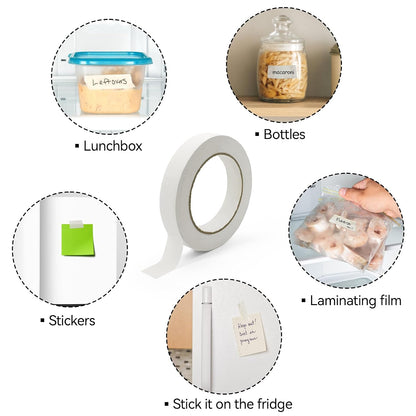 164 Yards Freezer Tape, Writable Surface, Low Temperature Resistance, Easy Tear and Residue-Free Removal, Ideal for Food Containers and Refrigerators, Includes 3 Rolls, Each 0.79 Inch by 54.68 Yards
