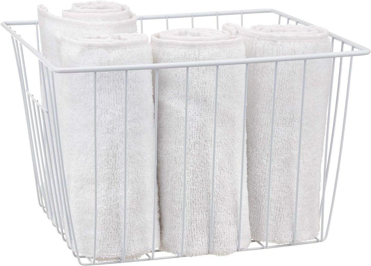 Upright Freezer Organizer Bins， Freezer Baskets for 14, 15 cu.ft Standup Freezer, Wire Storage Baskets with Built-in Handles for Frozen Foods, Snacks, Vegetables, Fruits and More, White
