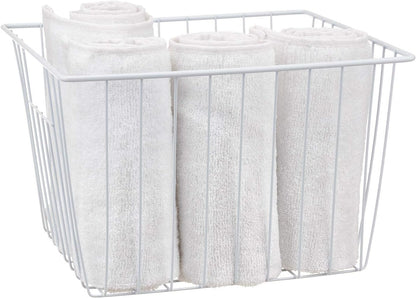 Upright Freezer Organizer Bins， Freezer Baskets for 14, 15 cu.ft Standup Freezer, Wire Storage Baskets with Built-in Handles for Frozen Foods, Snacks, Vegetables, Fruits and More, White