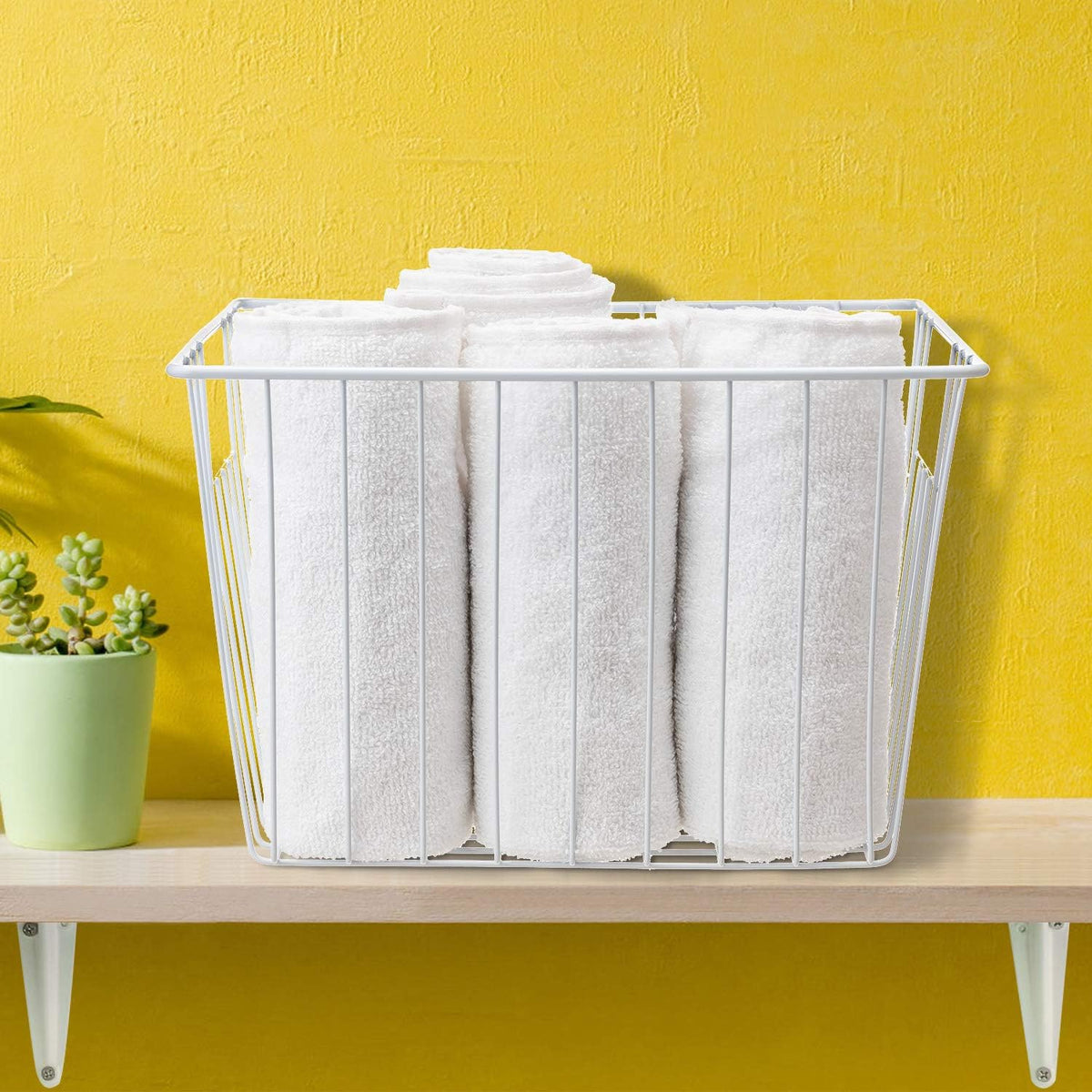 Upright Freezer Organizer Bins， Freezer Baskets for 14, 15 cu.ft Standup Freezer, Wire Storage Baskets with Built-in Handles for Frozen Foods, Snacks, Vegetables, Fruits and More, White