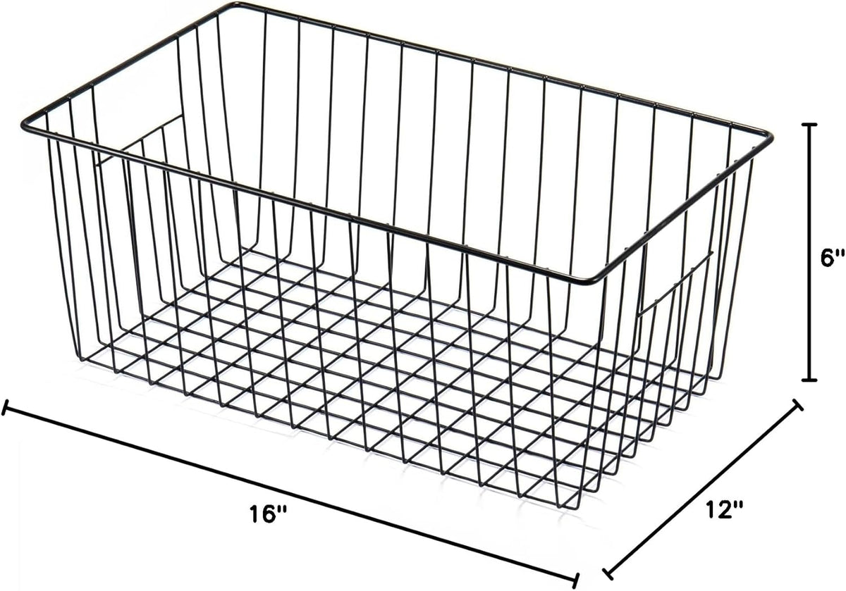 Upright Freezer Organizer Bins， Freezer Baskets for 14, 15 cu.ft Standup Freezer, Wire Storage Baskets with Built-in Handles for Frozen Foods, Snacks, Vegetables, Fruits and More, White