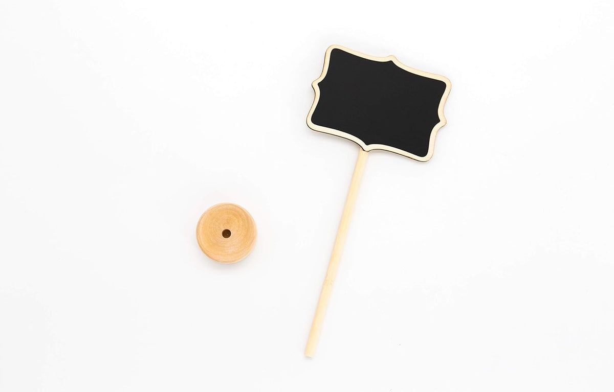 15 Pack Wood Mini Chalkboard Signs (Water-Based Chalk and Replacement Stickers Are Included) Small Rectangle Chalkboards Blackboard for Weddings, Message Board Signs and Special Event Decorations