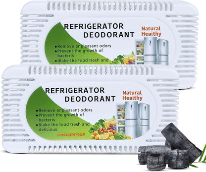 Exle Fridge Deodorizer - Unscented Activated Charcoal Refrigerator Deodorizer - More Effective Than Baking Soda for Fridge - Refrigerator Odor Remover for Freezers, Coolers, & Closets - 2 Pack