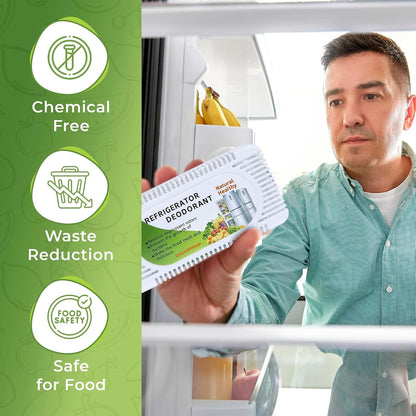 Exle Fridge Deodorizer - Unscented Activated Charcoal Refrigerator Deodorizer - More Effective Than Baking Soda for Fridge - Refrigerator Odor Remover for Freezers, Coolers, & Closets - 2 Pack