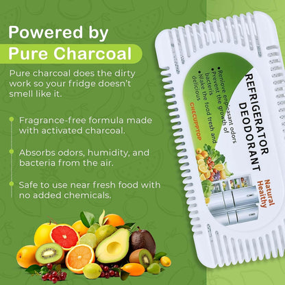 Exle Fridge Deodorizer - Unscented Activated Charcoal Refrigerator Deodorizer - More Effective Than Baking Soda for Fridge - Refrigerator Odor Remover for Freezers, Coolers, & Closets - 2 Pack
