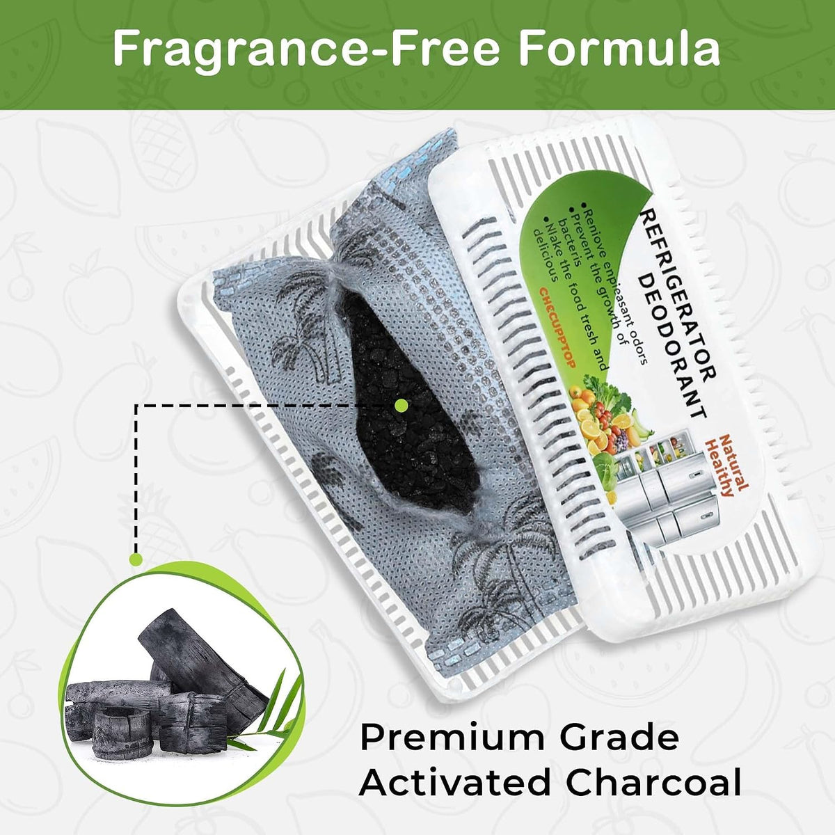 Exle Fridge Deodorizer - Unscented Activated Charcoal Refrigerator Deodorizer - More Effective Than Baking Soda for Fridge - Refrigerator Odor Remover for Freezers, Coolers, & Closets - 2 Pack