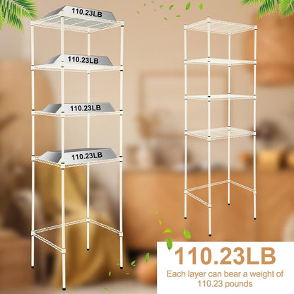 4 Tier Mini Fridge Shelf for Dorm Over Fridge Storage and Microwave Stand Adjustable Height Storage Shelf Metal Rack Organizer for Dorm College Rooms Kitchen Pantry(Black)