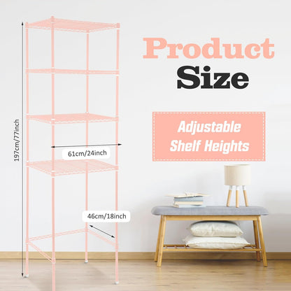 4 Tier Mini Fridge Shelf for Dorm Over Fridge Storage and Microwave Stand Adjustable Height Storage Shelf Metal Rack Organizer for Dorm College Rooms Kitchen Pantry(Black)