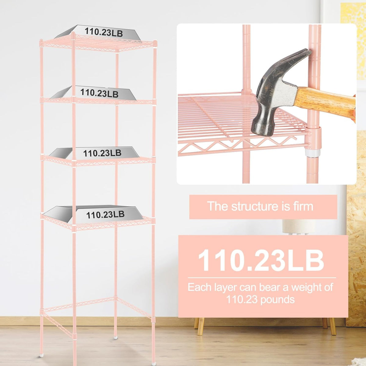4 Tier Mini Fridge Shelf for Dorm Over Fridge Storage and Microwave Stand Adjustable Height Storage Shelf Metal Rack Organizer for Dorm College Rooms Kitchen Pantry(Black)