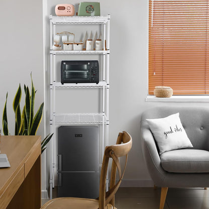 4 Tier Mini Fridge Shelf for Dorm Over Fridge Storage and Microwave Stand Adjustable Height Storage Shelf Metal Rack Organizer for Dorm College Rooms Kitchen Pantry(Black)
