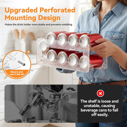 2 Pack Soda Can Organizer,Can Dispenser for Refrigerator Drink Storage Rack for Standard and Tall Can Pop Can Holders for Pantry Cabinet Clear