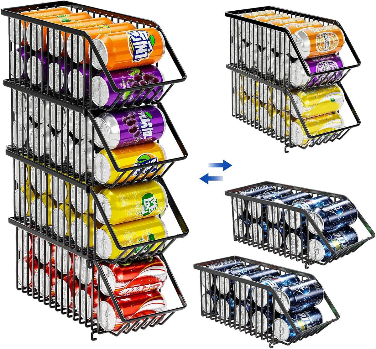 Soda Can Organizer of 4 Pack,Stackable Can Organizer For Pantry, Soda Storage, Soup Soda Can Dispenser, Can Storage Rack for Pet Food Cans