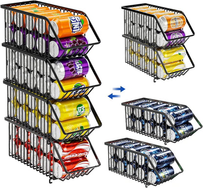 Soda Can Organizer of 4 Pack,Stackable Can Organizer For Pantry, Soda Storage, Soup Soda Can Dispenser, Can Storage Rack for Pet Food Cans