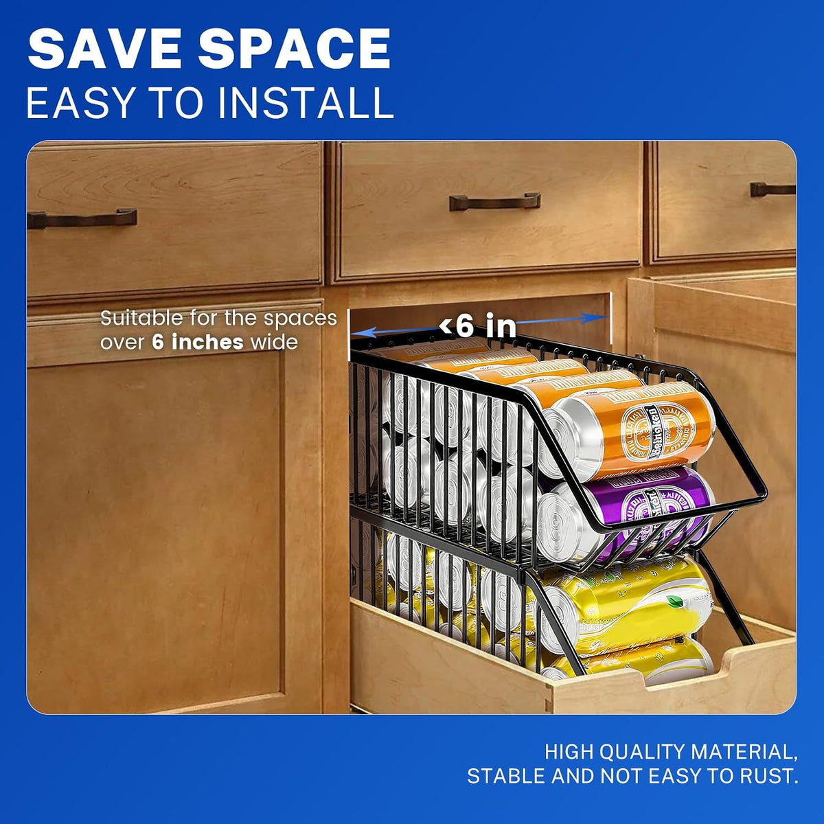 Soda Can Organizer of 4 Pack,Stackable Can Organizer For Pantry, Soda Storage, Soup Soda Can Dispenser, Can Storage Rack for Pet Food Cans