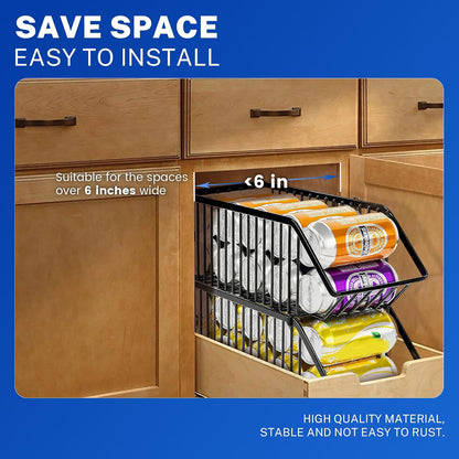 Soda Can Organizer of 4 Pack,Stackable Can Organizer For Pantry, Soda Storage, Soup Soda Can Dispenser, Can Storage Rack for Pet Food Cans