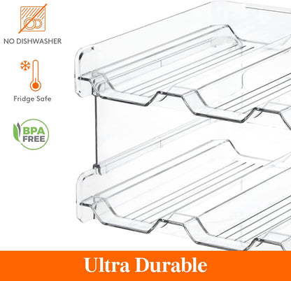 2 Tier Stackable Water Bottle Organizer for Cabinet, Plastic Bottle Holder Fits 6 Bottles/Tumblers up to 3.8" Diameter for Pantry/Countertop/Cupboard, 28 x 19 x 15 cm/11 x 7.5 x 5.7"