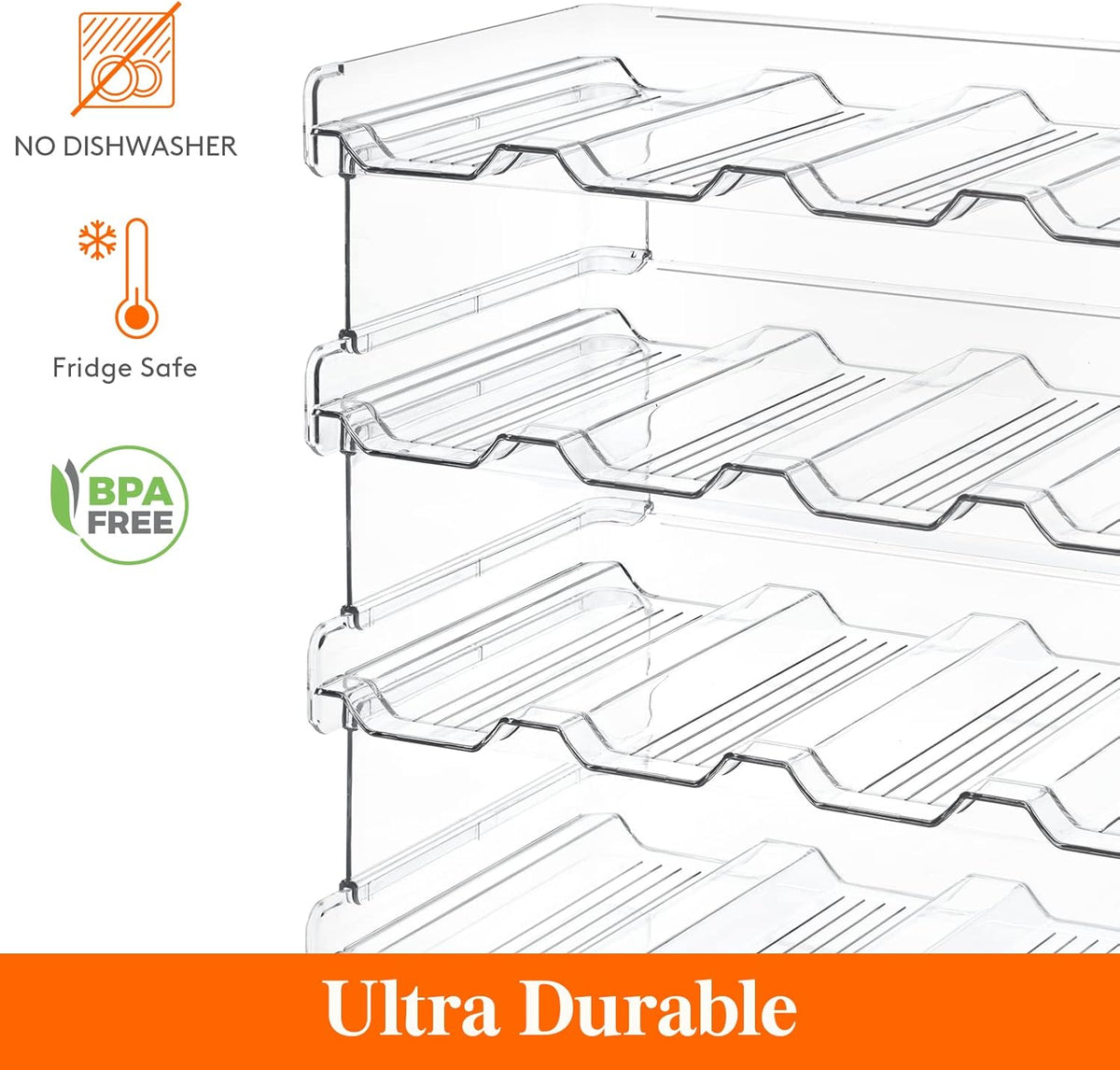 2 Tier Stackable Water Bottle Organizer for Cabinet, Plastic Bottle Holder Fits 6 Bottles/Tumblers up to 3.8" Diameter for Pantry/Countertop/Cupboard, 28 x 19 x 15 cm/11 x 7.5 x 5.7"