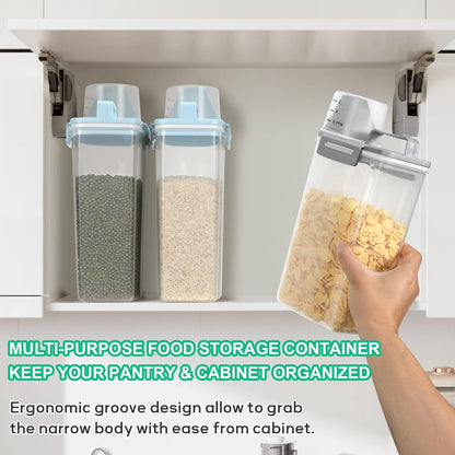 Rice Storage container 4 Lbs, Small Rice Dispenser with Measuring Cup, Grey Cereal Containers Flour Bin, Kitchen Food Storage Container and Pantry Organizers, Pet Dog Cat Food Dispenser