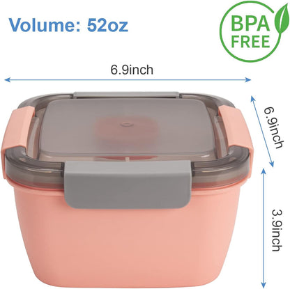 Salad Lunch Container To Go, 2 Packs 52-oz Salad Bowls to go for lunch