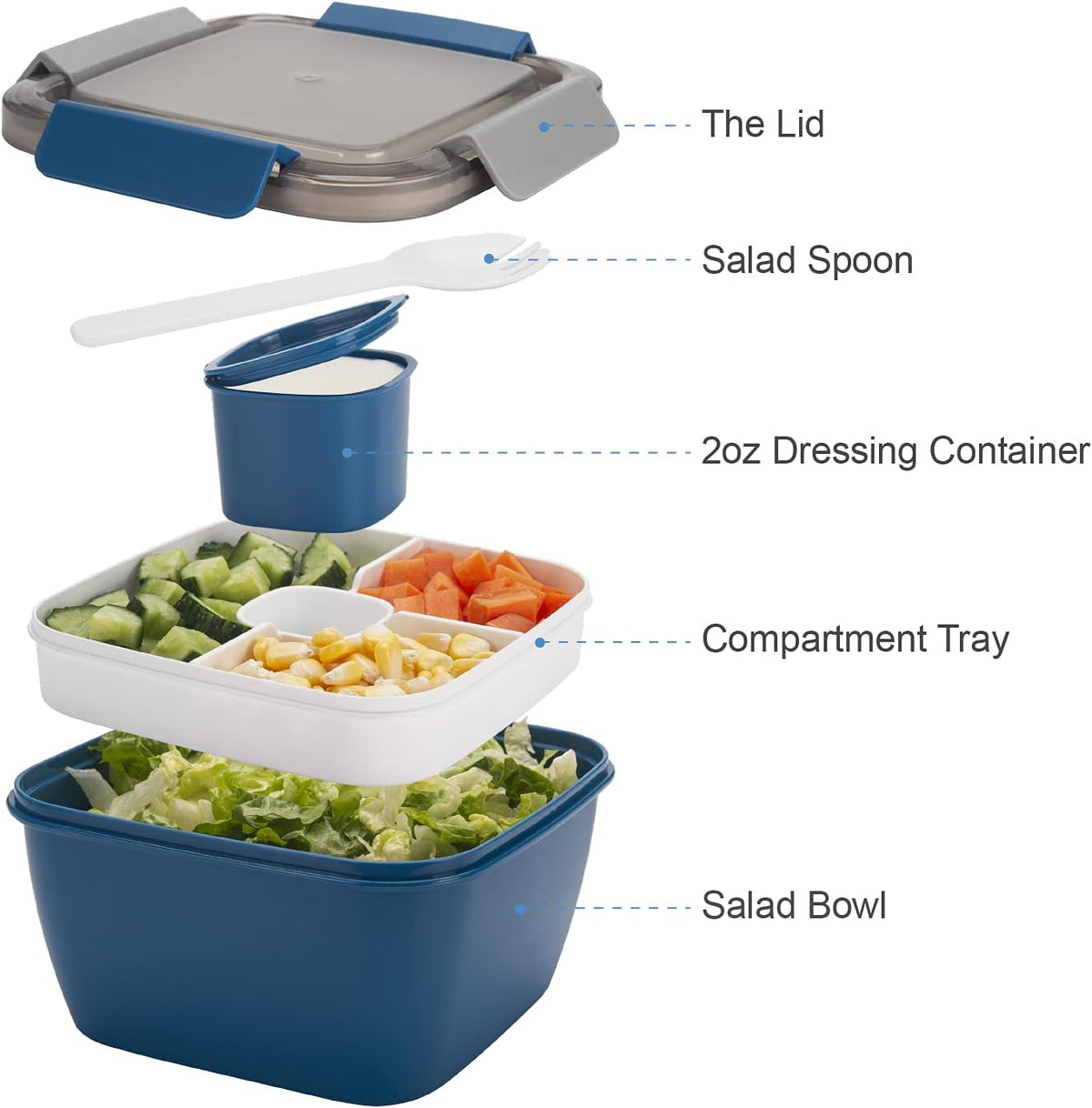 Salad Lunch Container To Go, 2 Packs 52-oz Salad Bowls to go for lunch