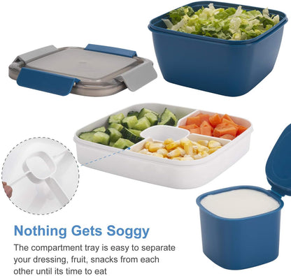 Salad Lunch Container To Go, 2 Packs 52-oz Salad Bowls to go for lunch