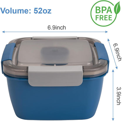 Salad Lunch Container To Go, 2 Packs 52-oz Salad Bowls to go for lunch