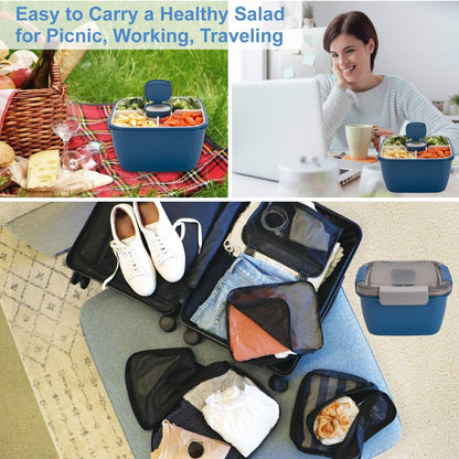 Salad Lunch Container To Go, 2 Packs 52-oz Salad Bowls to go for lunch