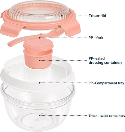 Salad Lunch Container To Go, 2 Packs 52-oz Salad Bowls to go for lunch